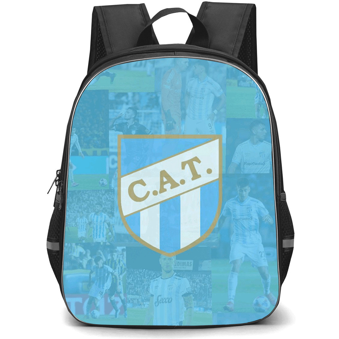 Club Atletico Tucuman Backpack School Bag StudentPack - Club Atletico Tucuman Stadium With Logo Blur Effect Players Collage