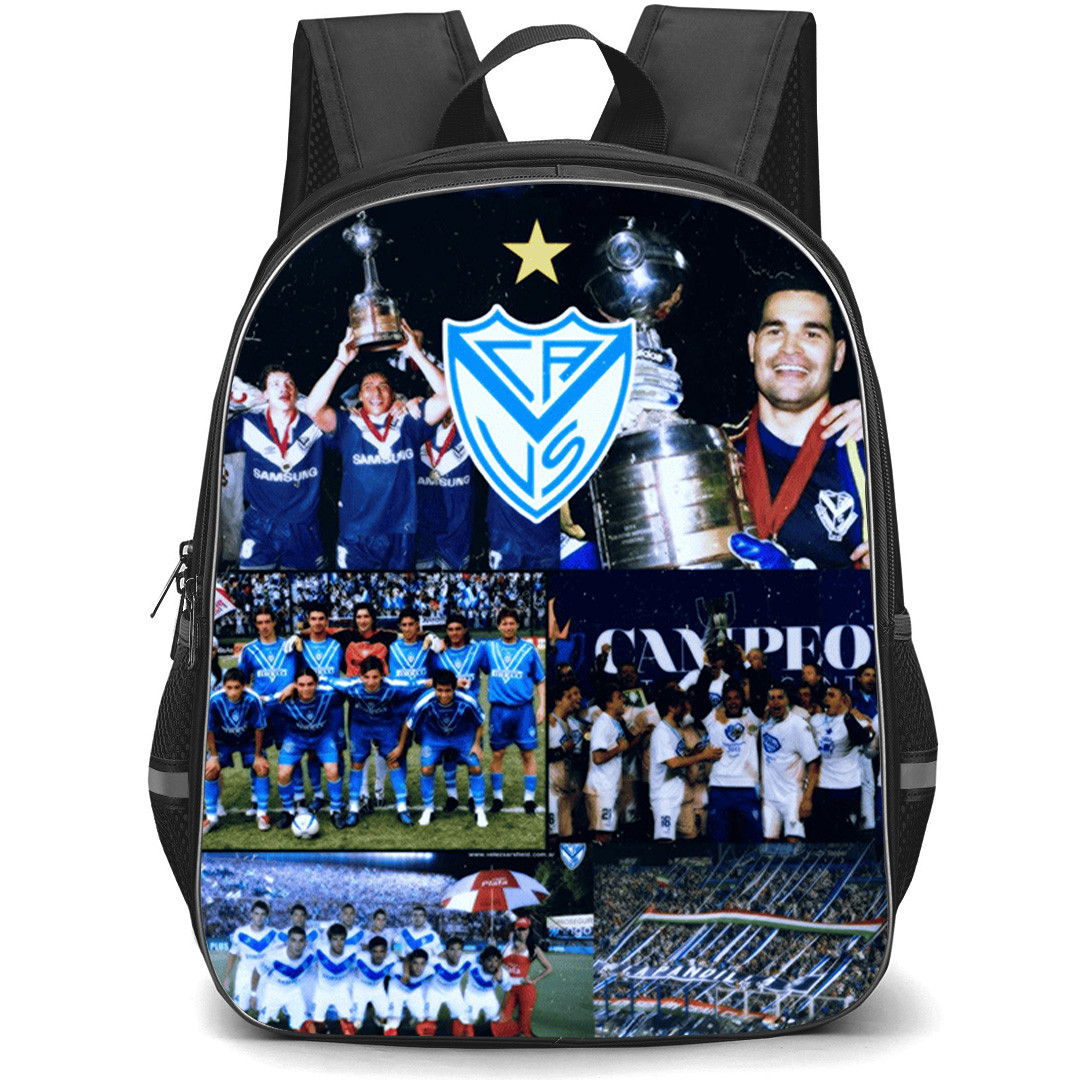 Club Atletico Velez Sarsfield Backpack School Bag StudentPack - Club Atletico Velez Sarsfield Stadium with Logo Champions Moments Collage