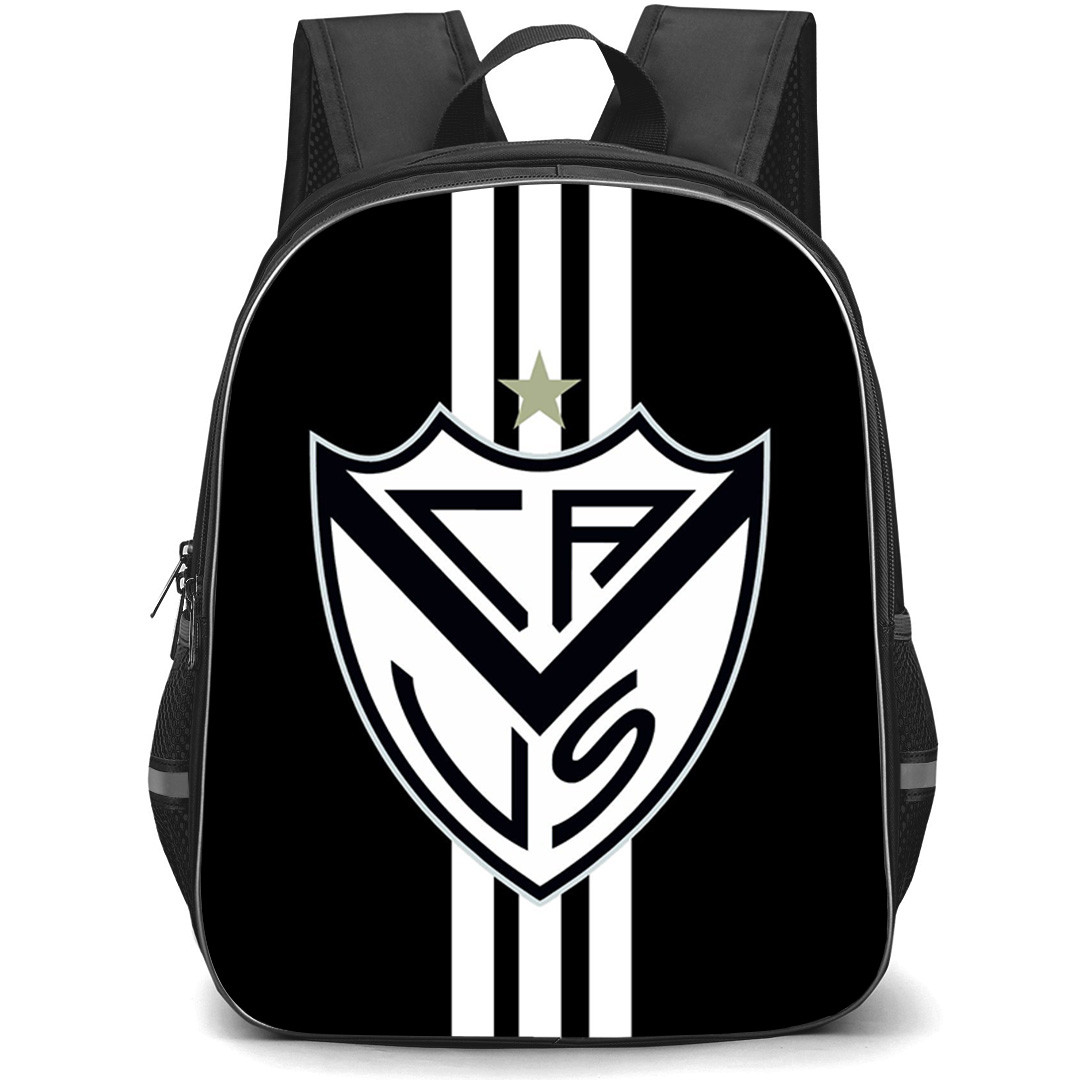 Club Atletico Velez Sarsfield Backpack School Bag StudentPack - Club Atletico Velez Sarsfield Logo with Vertical Stripe Black Background