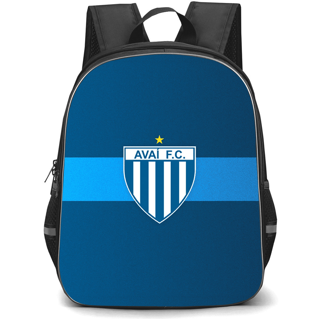 Avai Futebol Clube Backpack School Bag StudentPack - Avai Futebol Clube Logo with Horizontal Stripe Blue Effect