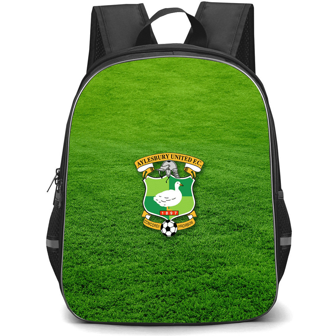 Aylesbury United Football Club Backpack School Bag StudentPack - Aylesbury United Football Club Grass Background with Logo