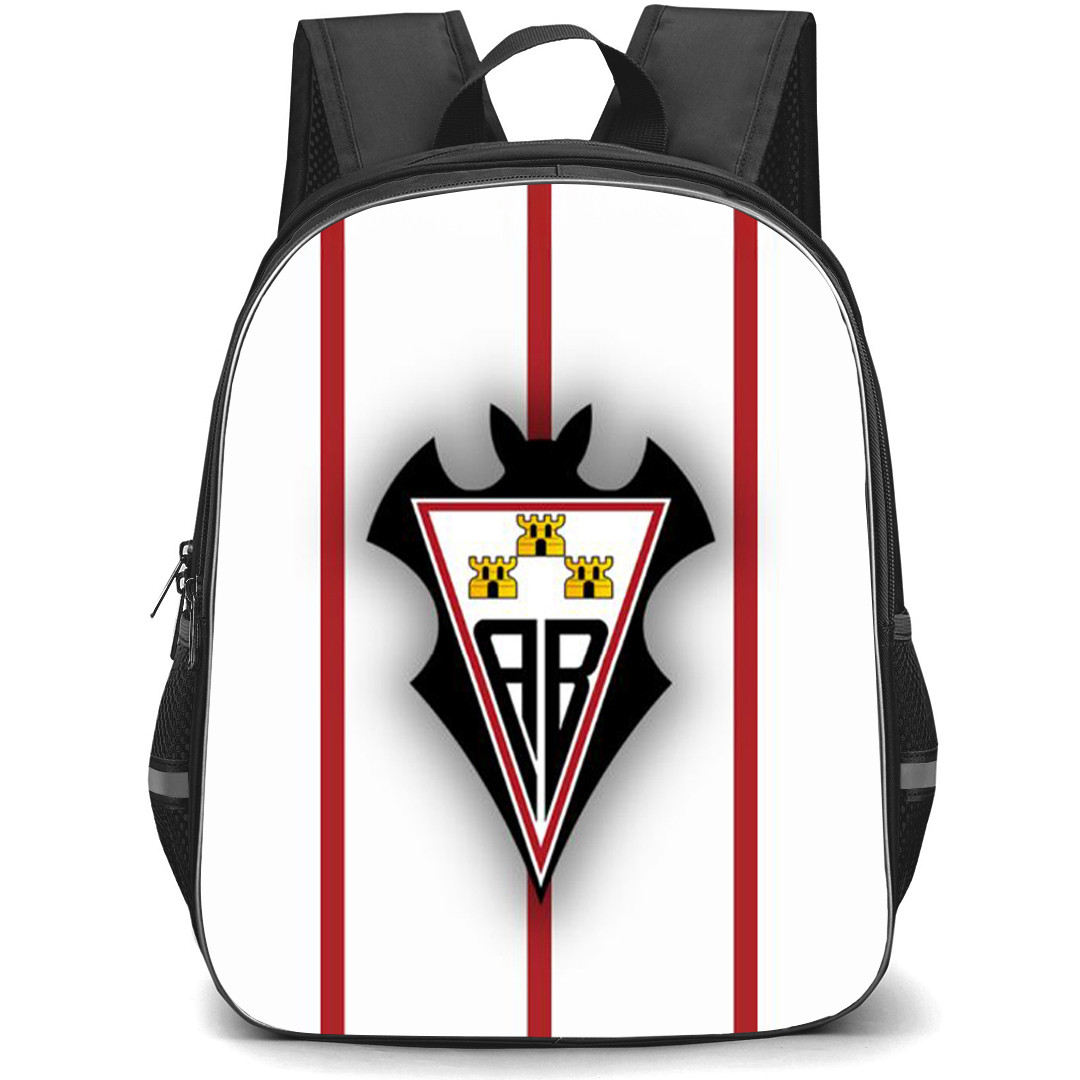 Albacete Balompie Backpack School Bag StudentPack - Albacete Balompie Logo On Red Stripe White Background Football Club