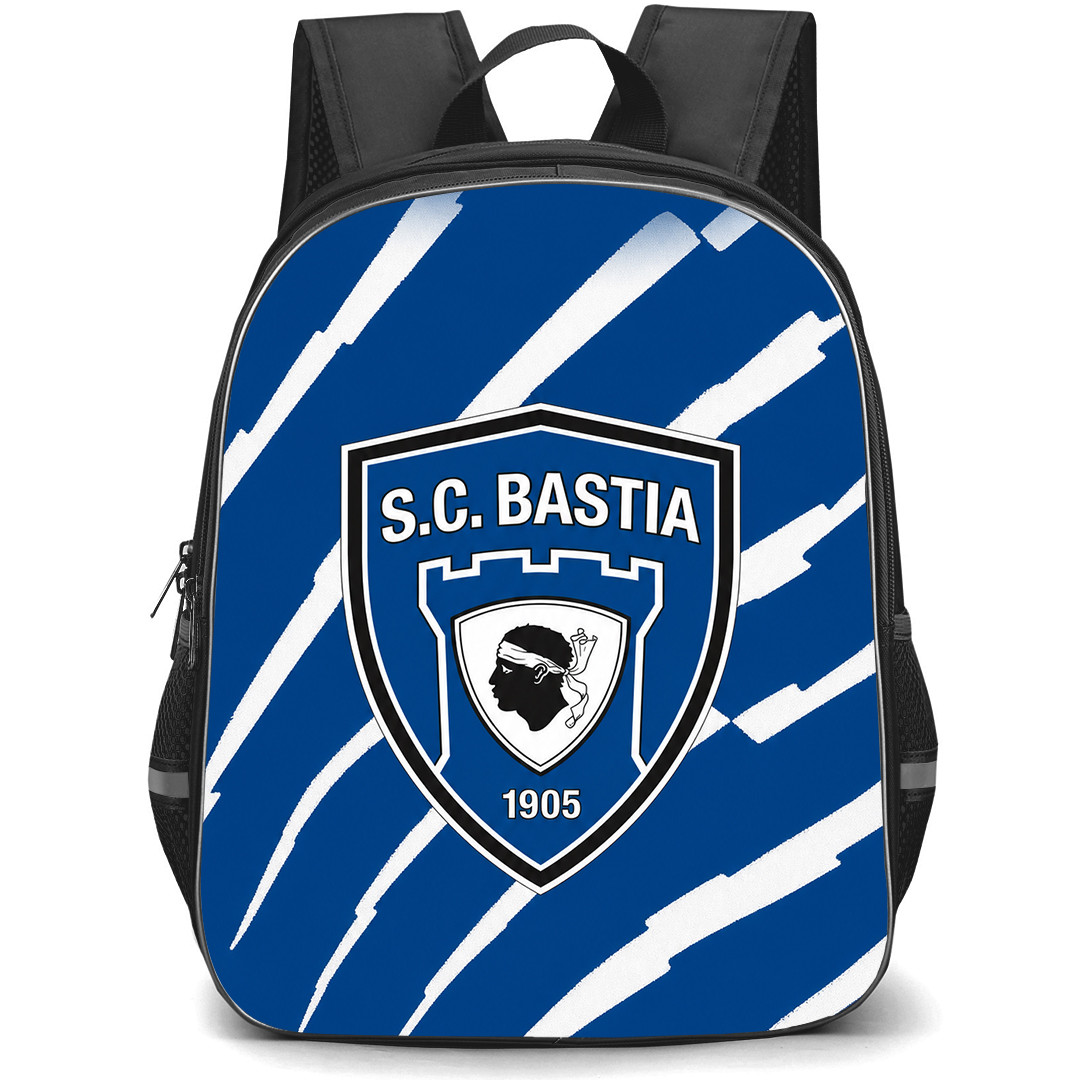 SC Bastia Backpack School Bag StudentPack - Logo Blue And White Scratch Background Football Club