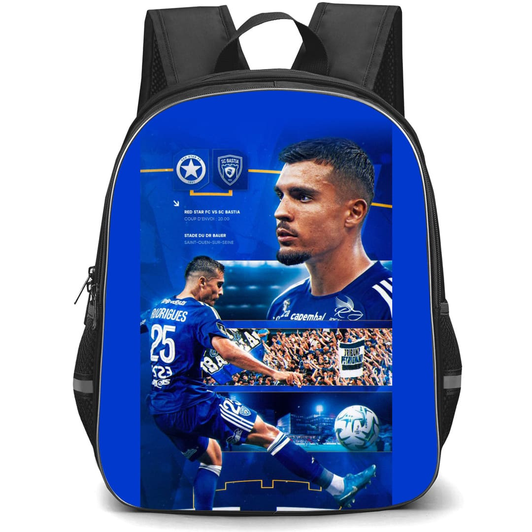 SC Bastia Backpack School Bag StudentPack - Team Player Collage Poster Football Club
