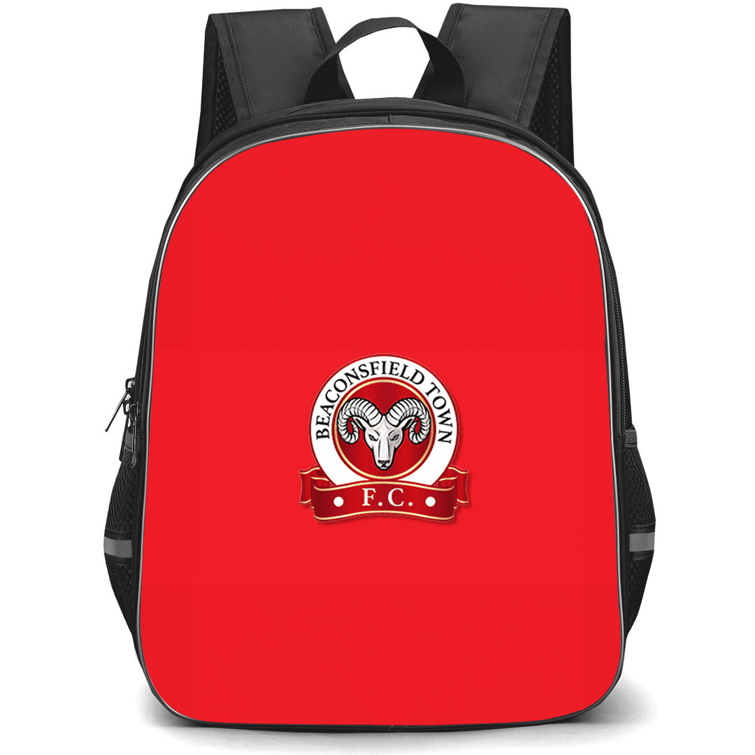 Beaconsfield Town Football Club Backpack School Bag StudentPack - Beaconsfield Town Football Club with Logo Red Background