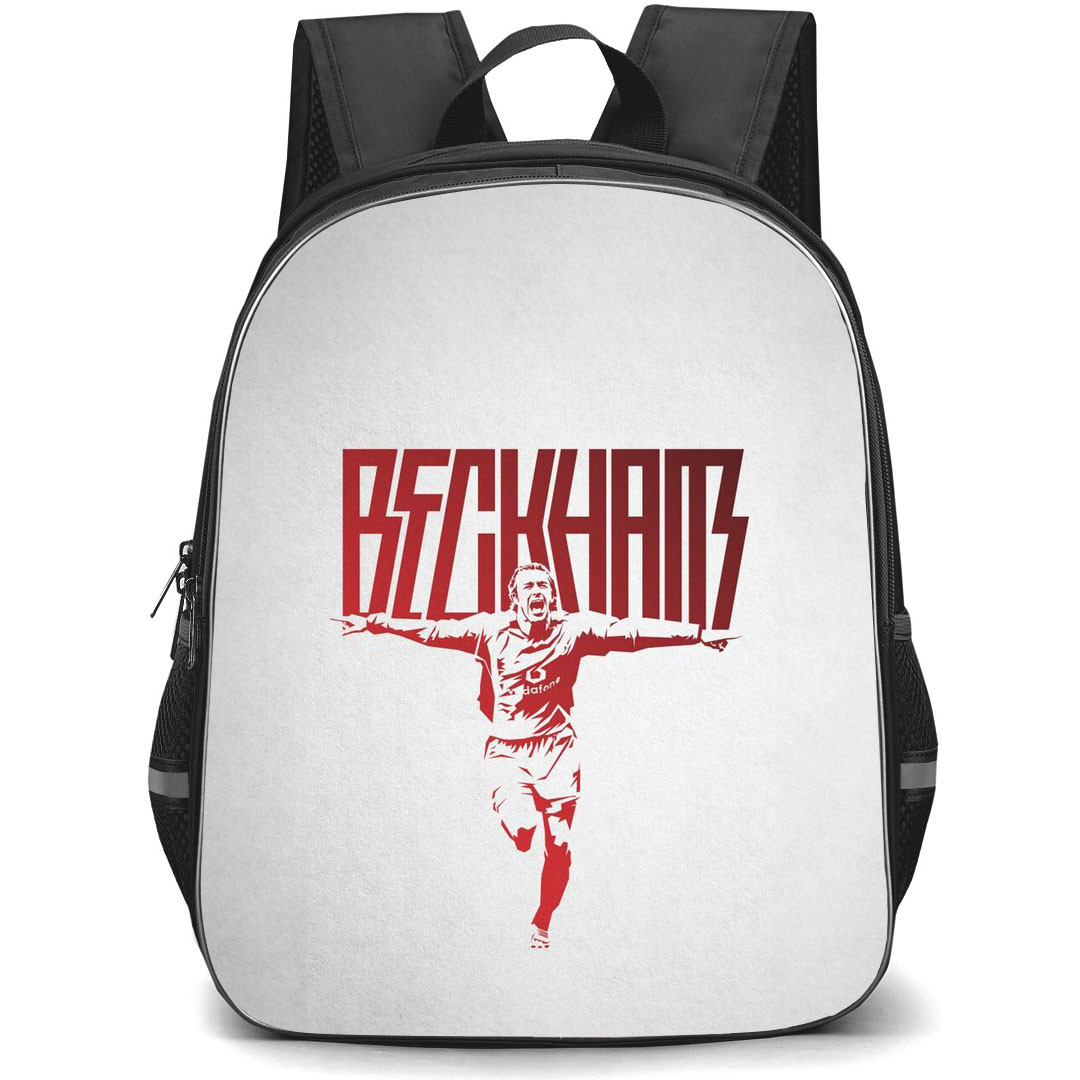 David Beckham Backpack StudentPack - David Beckham Celebration Illustration On Gray Background