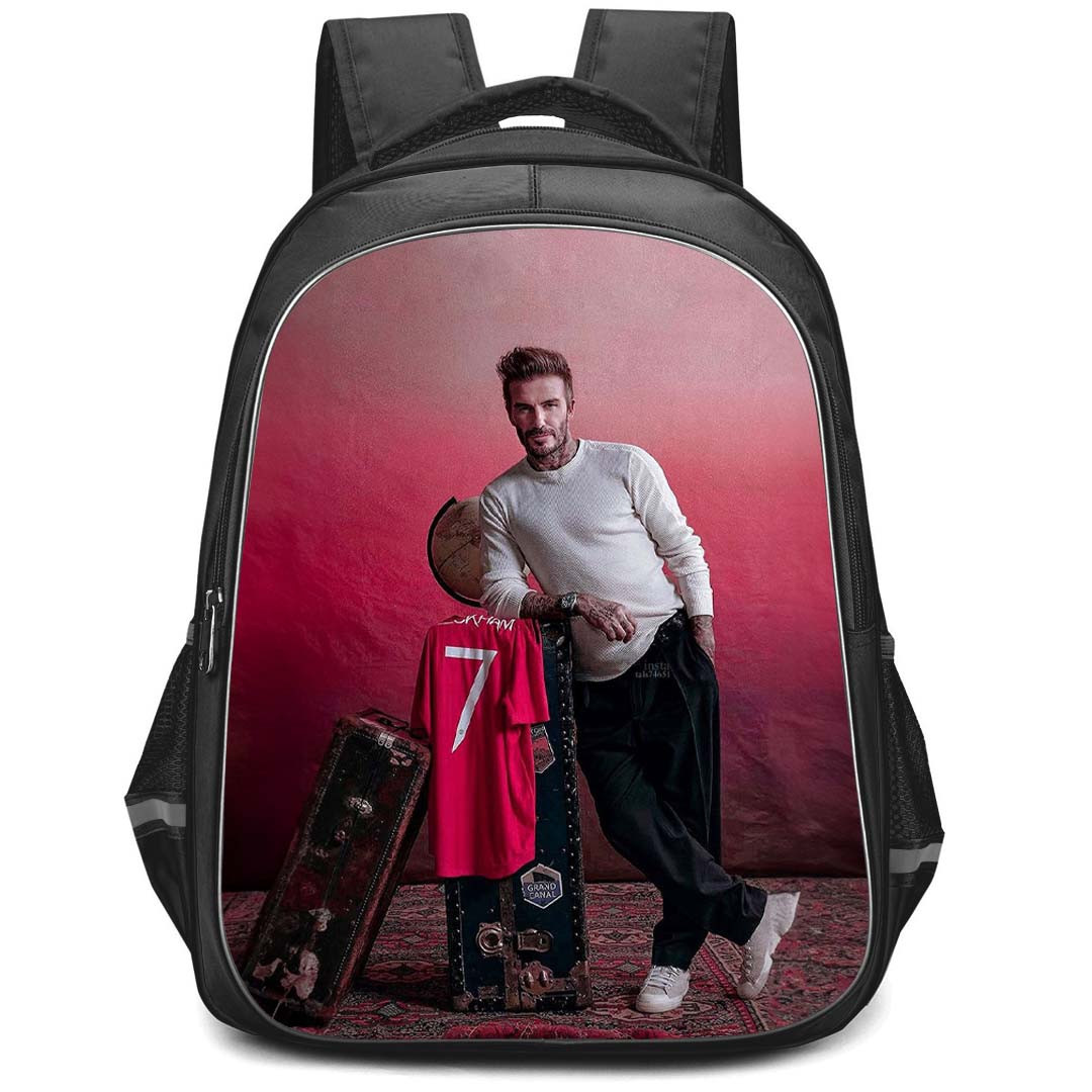 David Beckham Backpack StudentPack - David Beckham Standing With Manchester United Jersey No 7