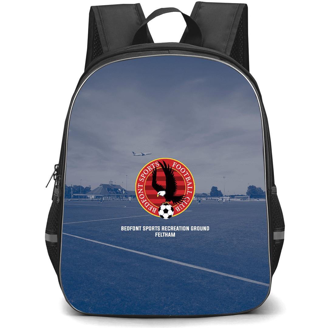 Bedfont Sports Football Club Backpack School Bag StudentPack - Bedfont Sports Football Club Stadium with Red Logo