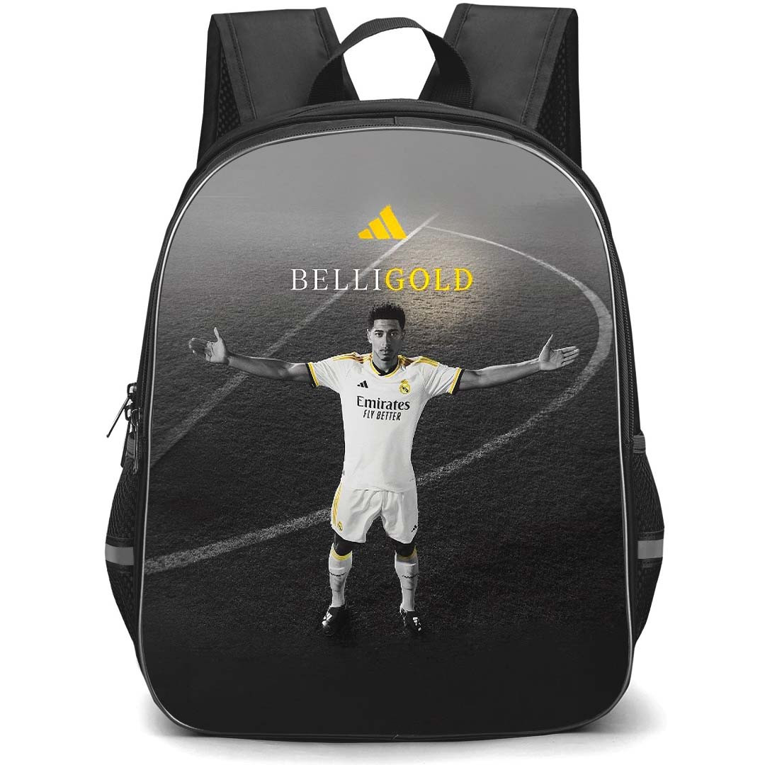 Jude Bellingham School Backpack StudentPack - Jude Bellingham Real Madrid CF BelliGold Logo Grayscale Picture