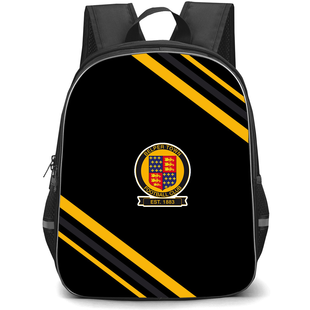 Belper Town Football Club Backpack School Bag StudentPack - Belper Town Football Club Large Logo With Stripe