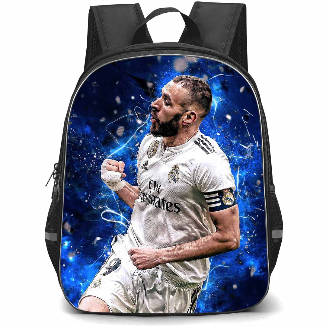Karim Benzema Backpack StudentPack - Karim Benzema Real Madrid CF Goal Celebration On Blue Graphic
