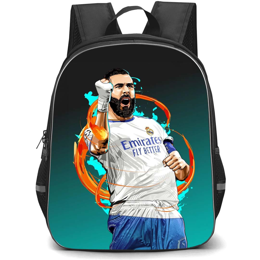 Karim Benzema Backpack StudentPack - Karim Benzema Real Madrid CF Goal Celebration Vector Illustration