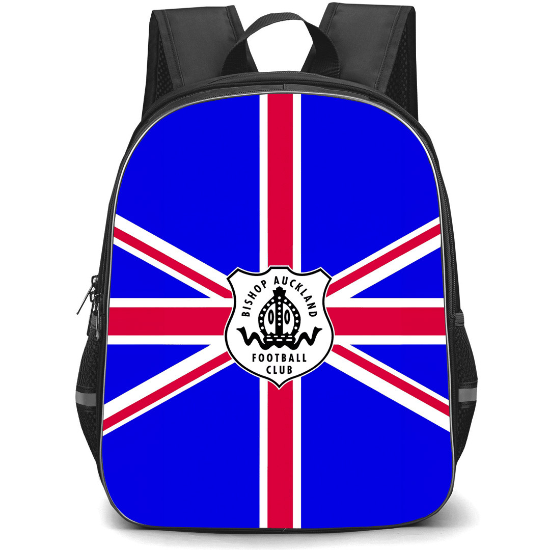 Bishop Auckland Football Club Backpack School Bag StudentPack - Bishop Auckland Football Club Logo with UK Flag Style