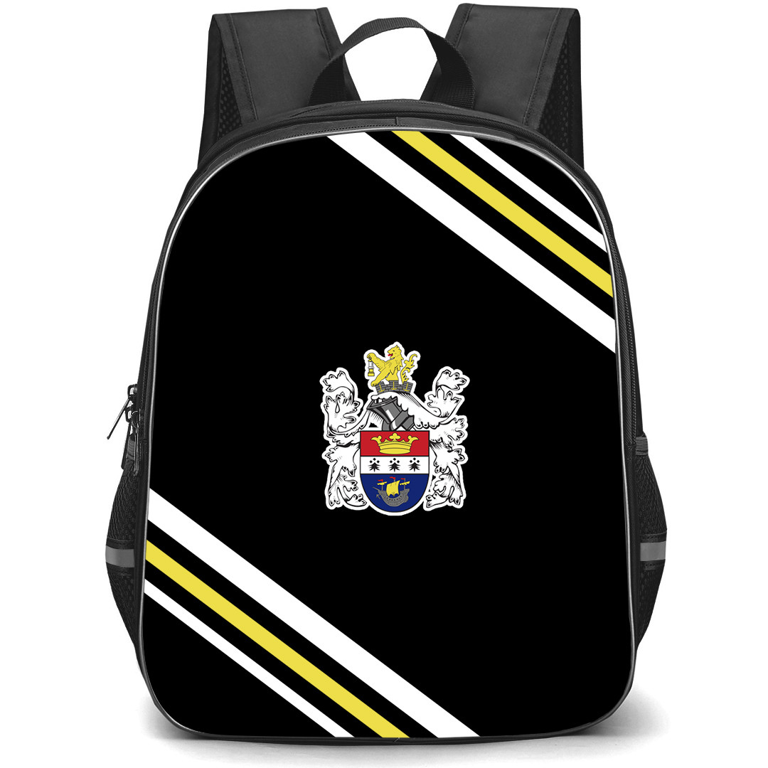 Blyth Town Football Club Backpack School Bag StudentPack - Blyth Town Football Club Large Logo With Stripe
