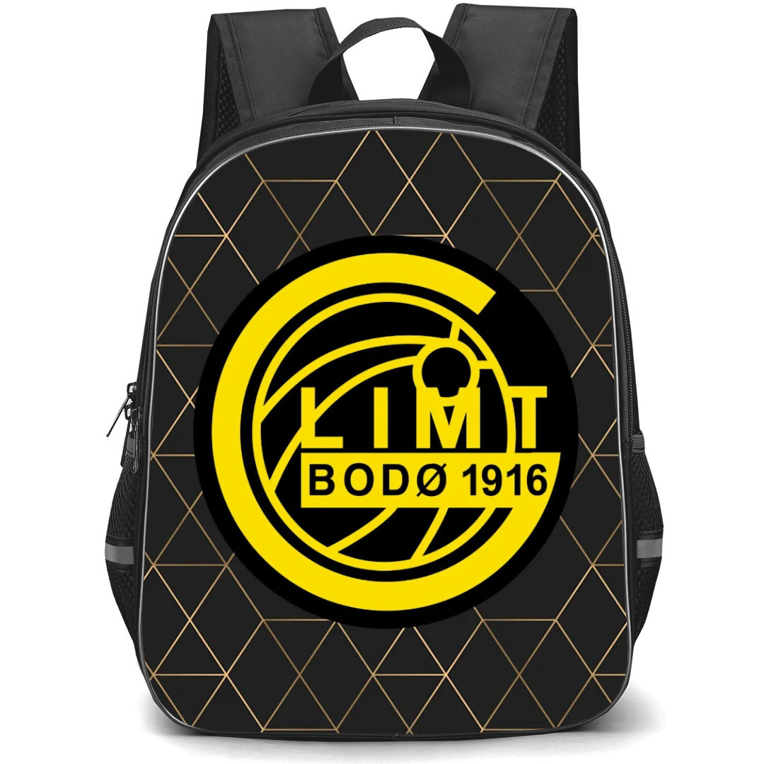 FK Bodo Glimt Backpack School Bag StudentPack - Logo In Gray And Gold Pattern Background