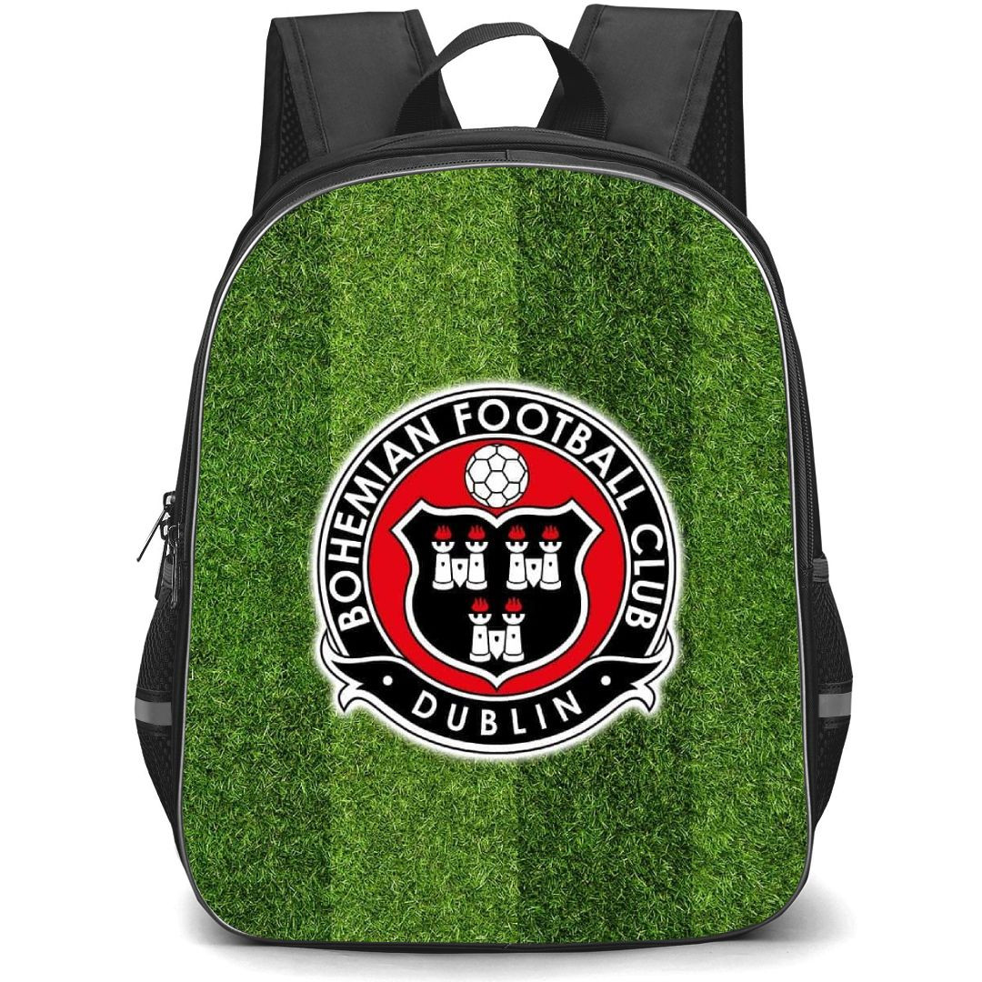 Bohemians FC Backpack School Bag StudentPack - Logo In Grass Background