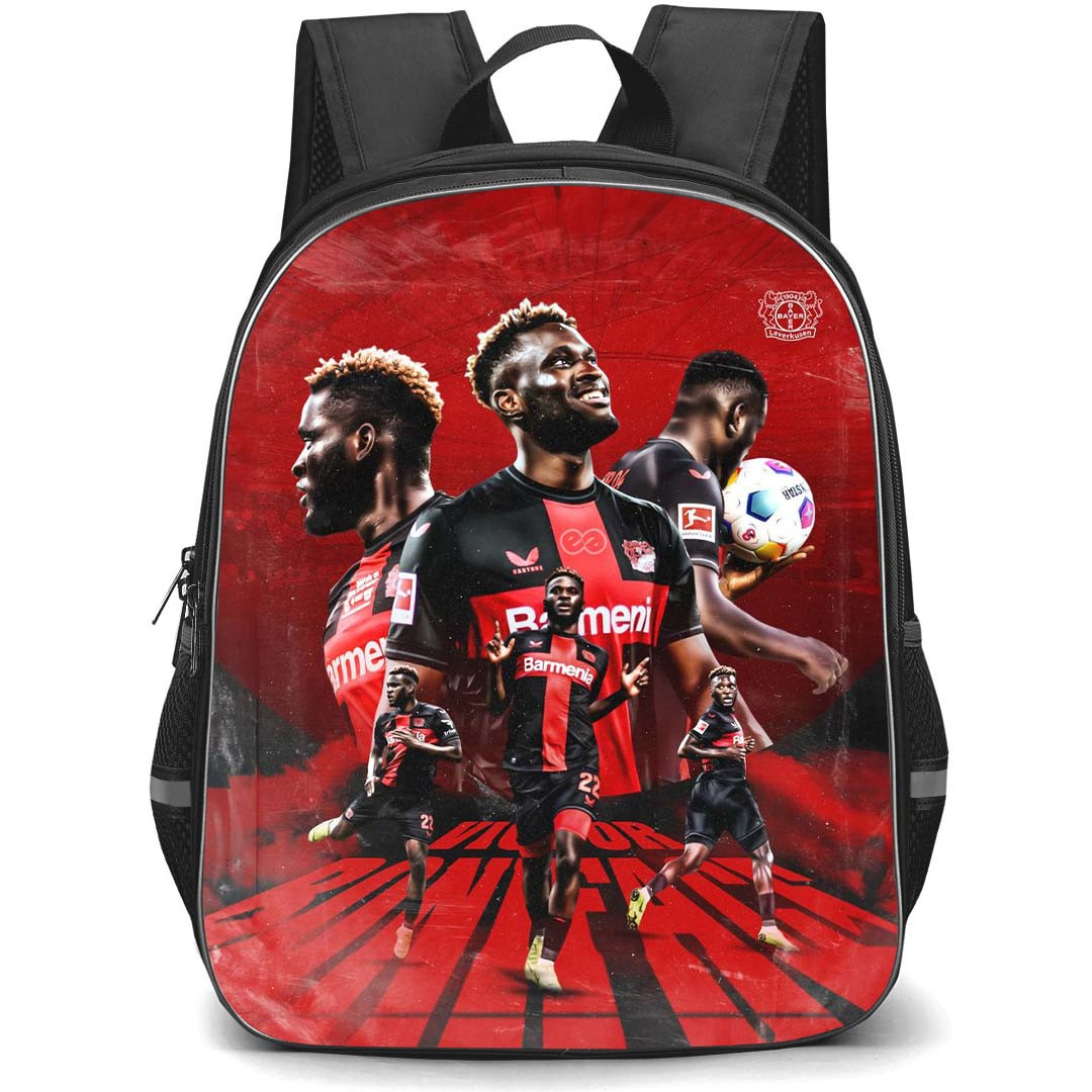 Victor Boniface School Backpack StudentPack - Bayer 04 Leverkusen Victor Boniface Red Graphic Art Poster