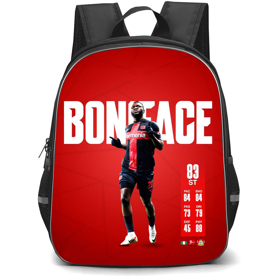 Victor Boniface School Backpack StudentPack - Bayer 04 Leverkusen Victor Boniface Standing On Red Background