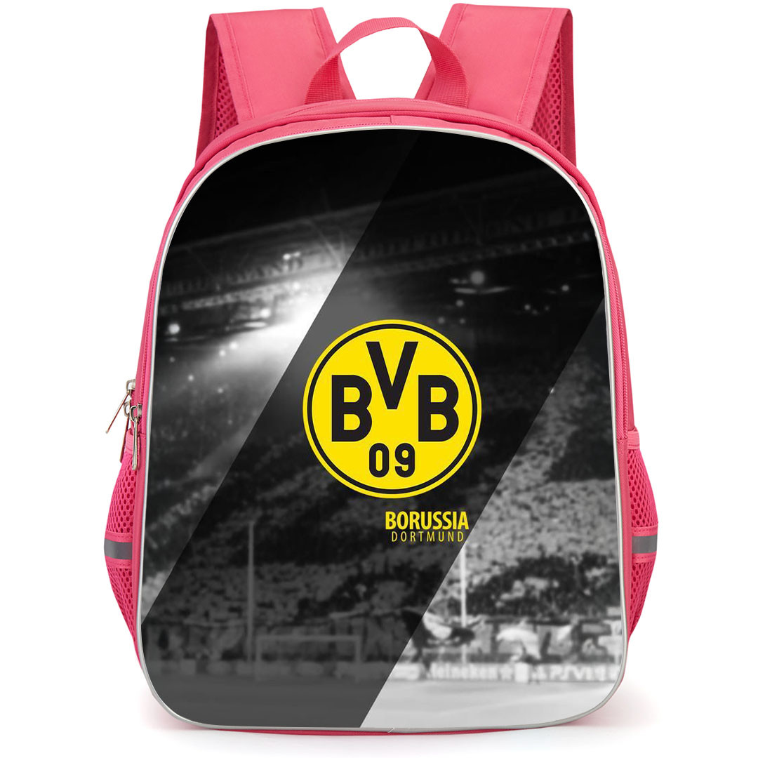 Borussia Dortmund Backpack School Bag StudentPack - Borussia Dortmund Logo On Dark Stripe Stadium Background