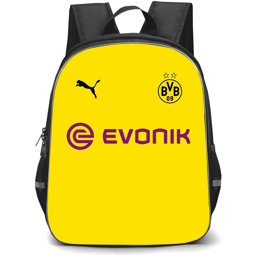 Borussia Dortmund Backpack School Bag StudentPack - Borussia Dortmund Official Crest BVB 09 And Evonic Logo On Yellow Background