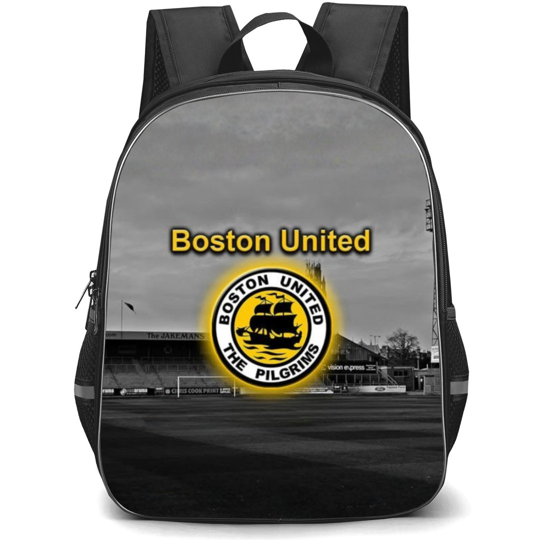 National League Boston United Backpack School Bag StudentPack - Large Logo Glowing In Black And White Background