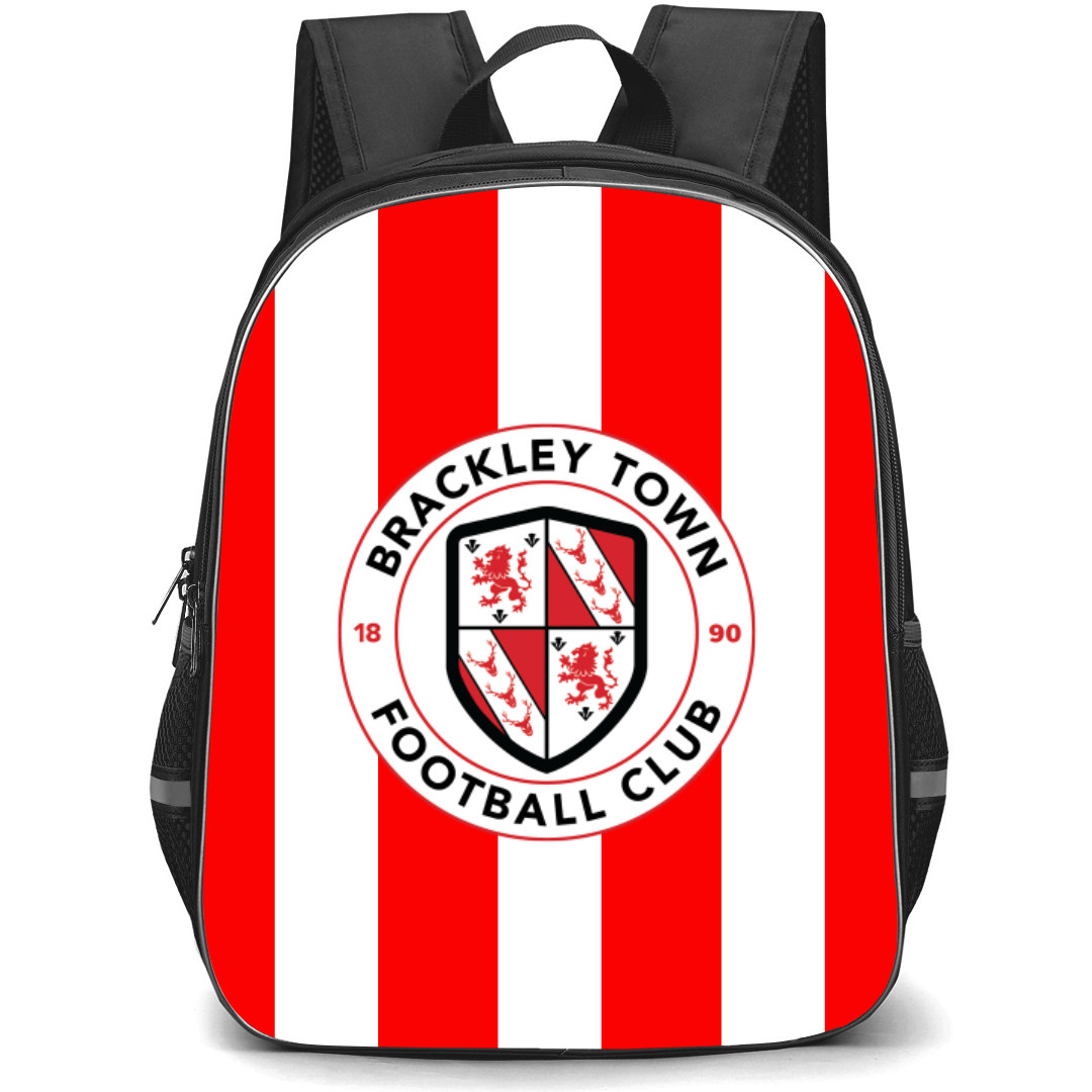National League Brackley Town Backpack School Bag StudentPack - Large Logo In Red And White Background
