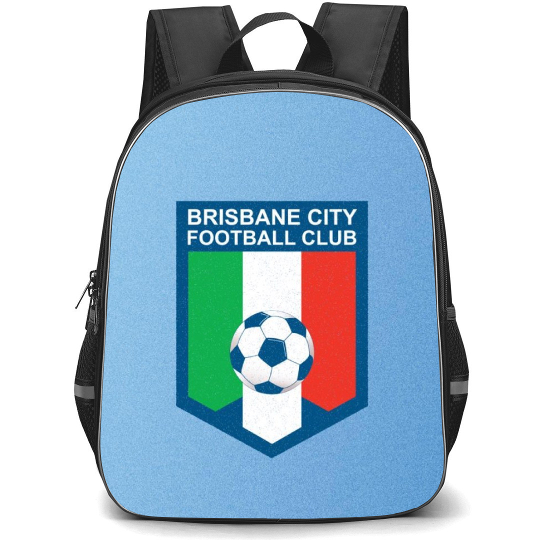 Brisbane City Football Club Backpack School Bag StudentPack - Logo In Blue Noise Background