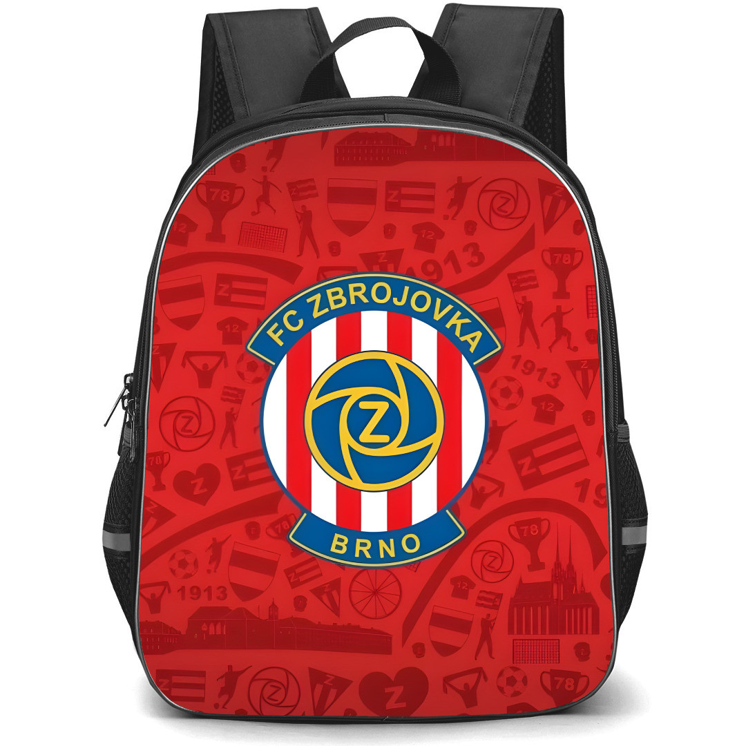 FC Zbrojovka Brno Backpack School Bag StudentPack - Logo Doodle Red Background