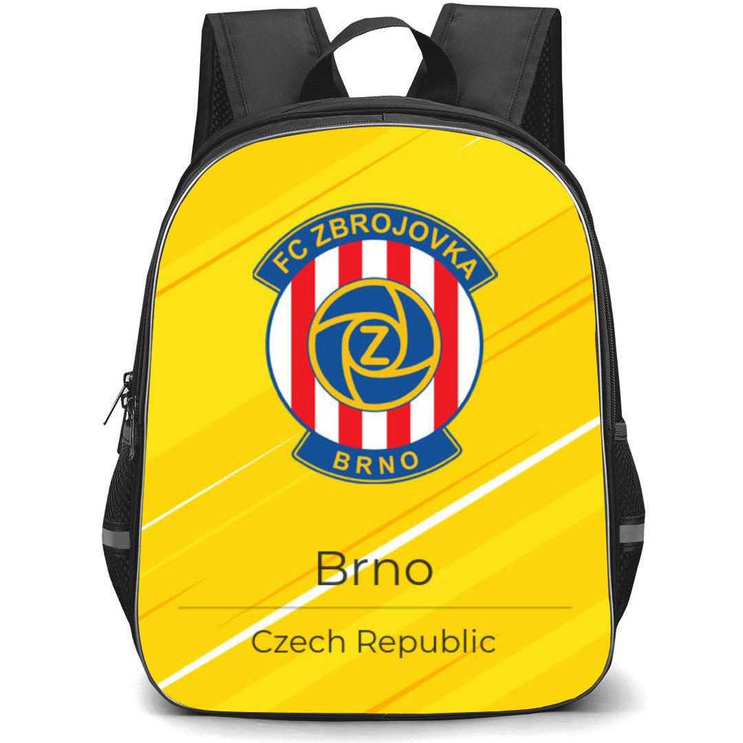 FC Zbrojovka Brno Backpack School Bag StudentPack - Logo Poster In Yellow Background