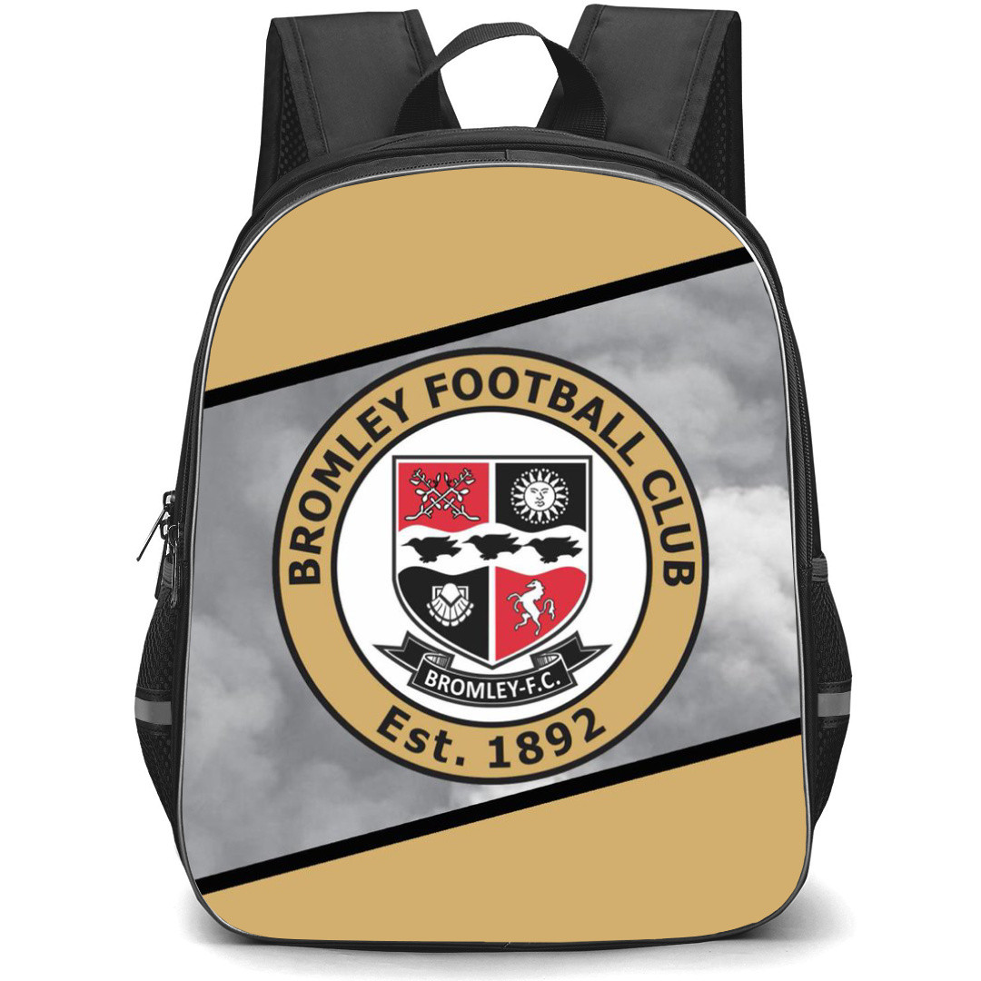 EFL League Two Bromley Backpack School Bag StudentPack - Large Logo In Gray And Brown Stripe Background