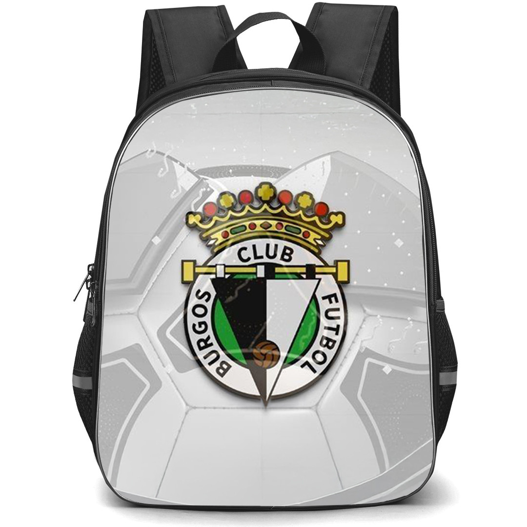 Burgos CF Backpack School Bag StudentPack - Burgos CF Logo On Gray Background Football Club