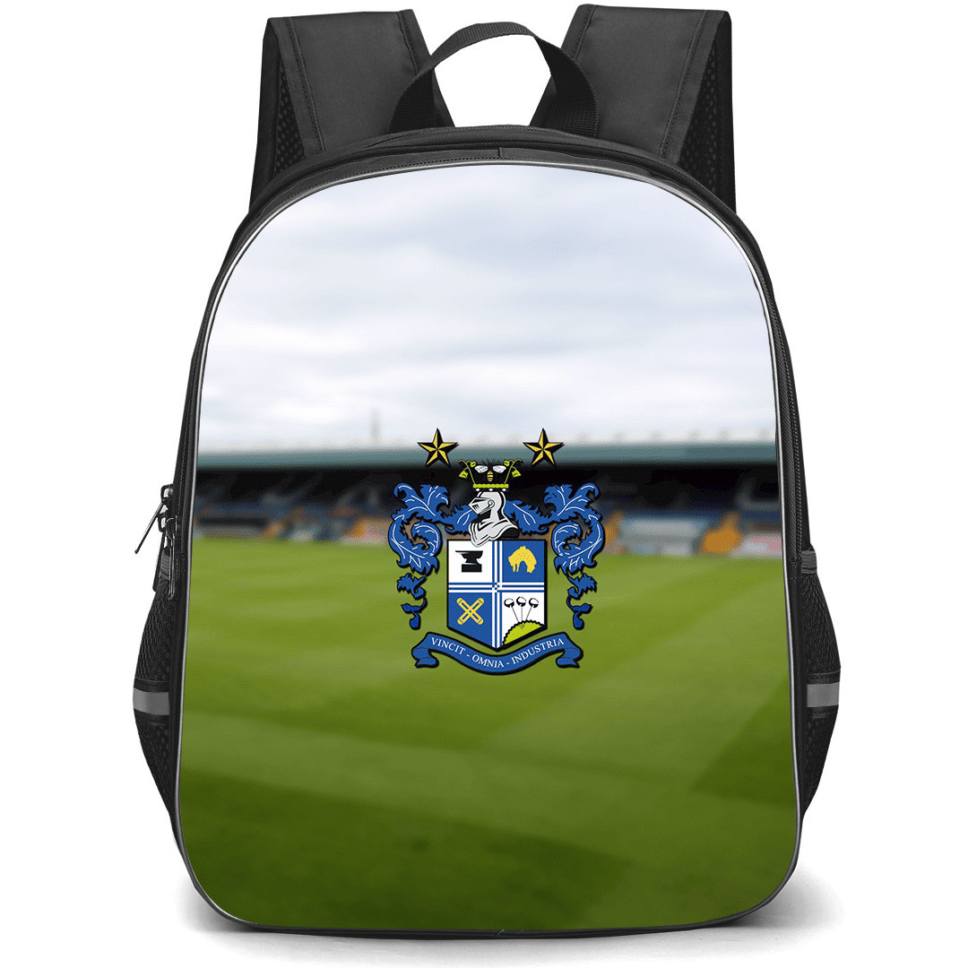 Bury Football Club Backpack School Bag StudentPack - Bury Football Club Stadium Background with Centered Logo Blur Effect