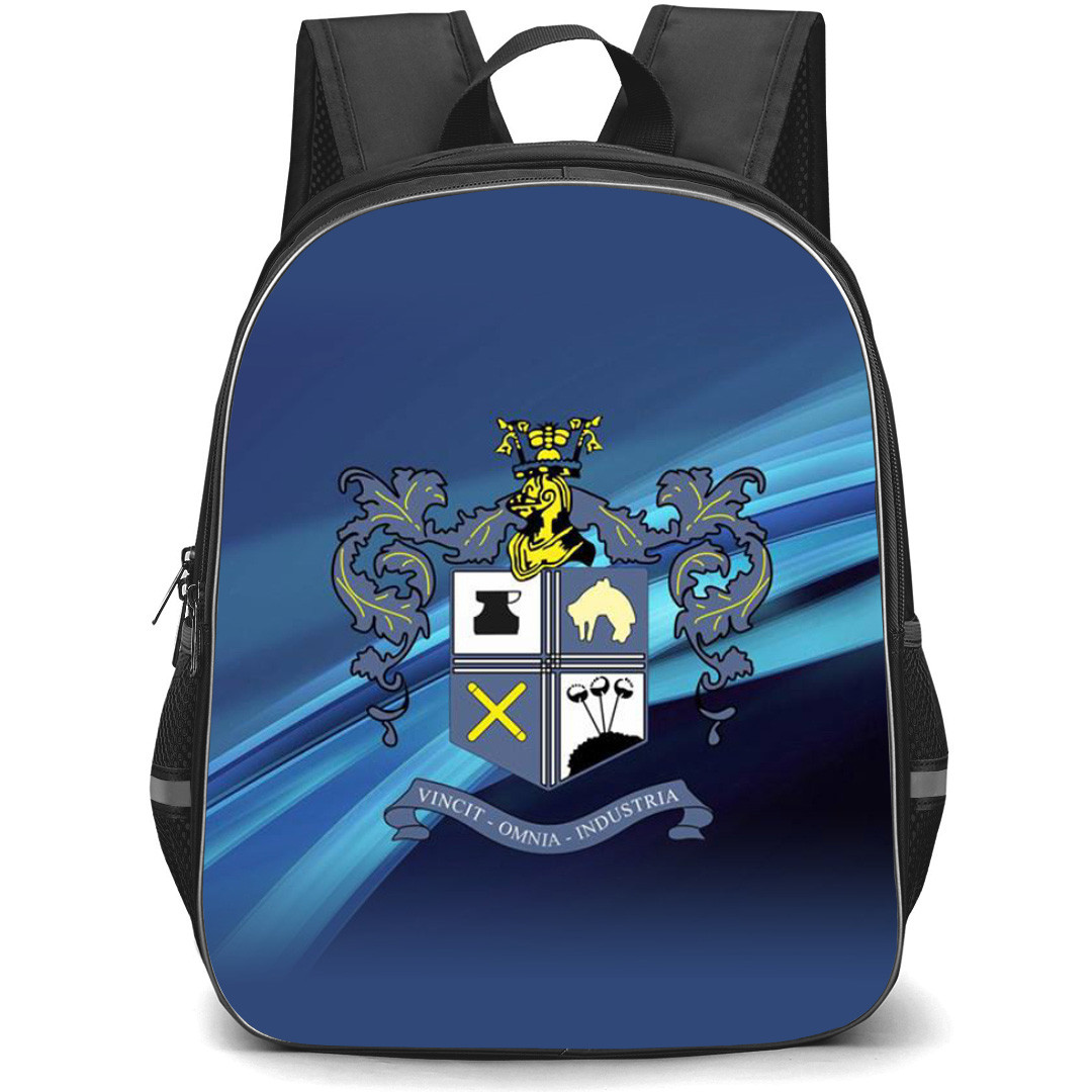Bury Town Backpack School Bag StudentPack - Logo In Blue Abstract Background Football Club