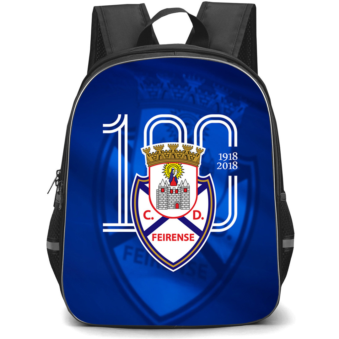 CD Feirense Backpack School Bag StudentPack - CD Feirense 100th Anniversary With Logo On Blue Background