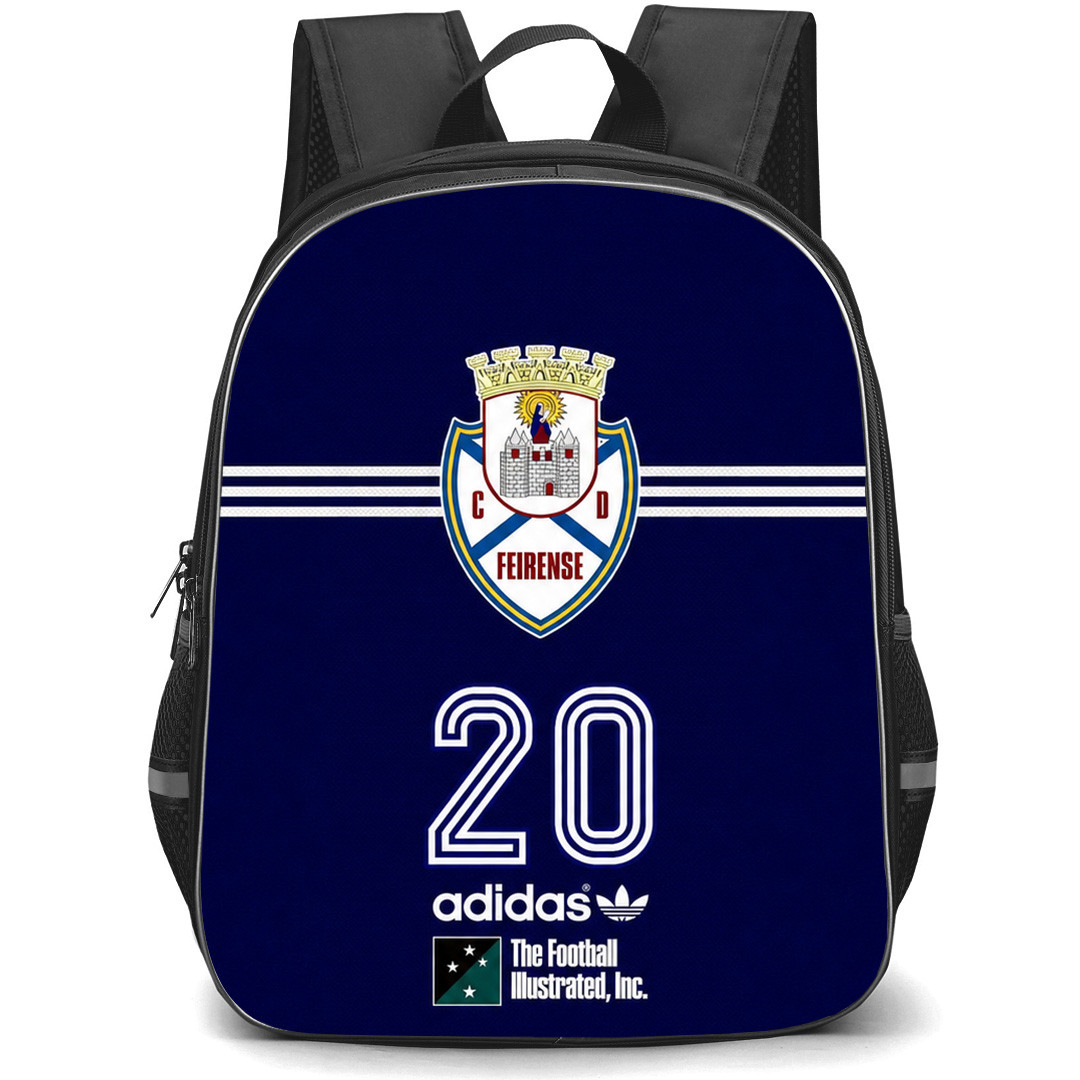CD Feirense Backpack School Bag StudentPack - CD Feirense Logo On White Stripe Blue Background