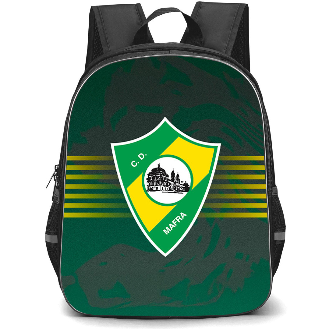 CD Mafra Backpack School Bag StudentPack - CD Mafra Logo On Yellow Stripe Green Background
