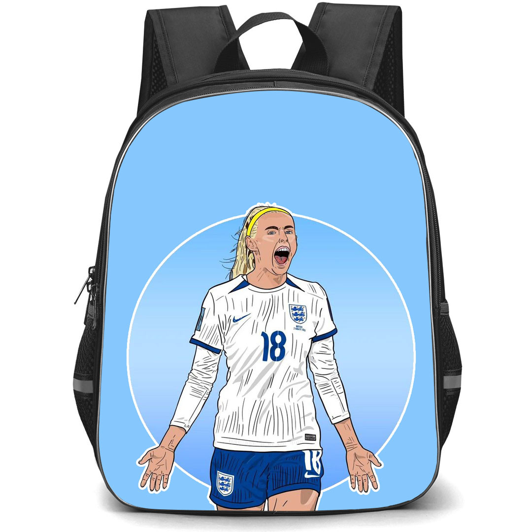 Chloe Kelly Backpack StudentPack - Chloe Kelly Shouting Illustration Art Skyblue Background