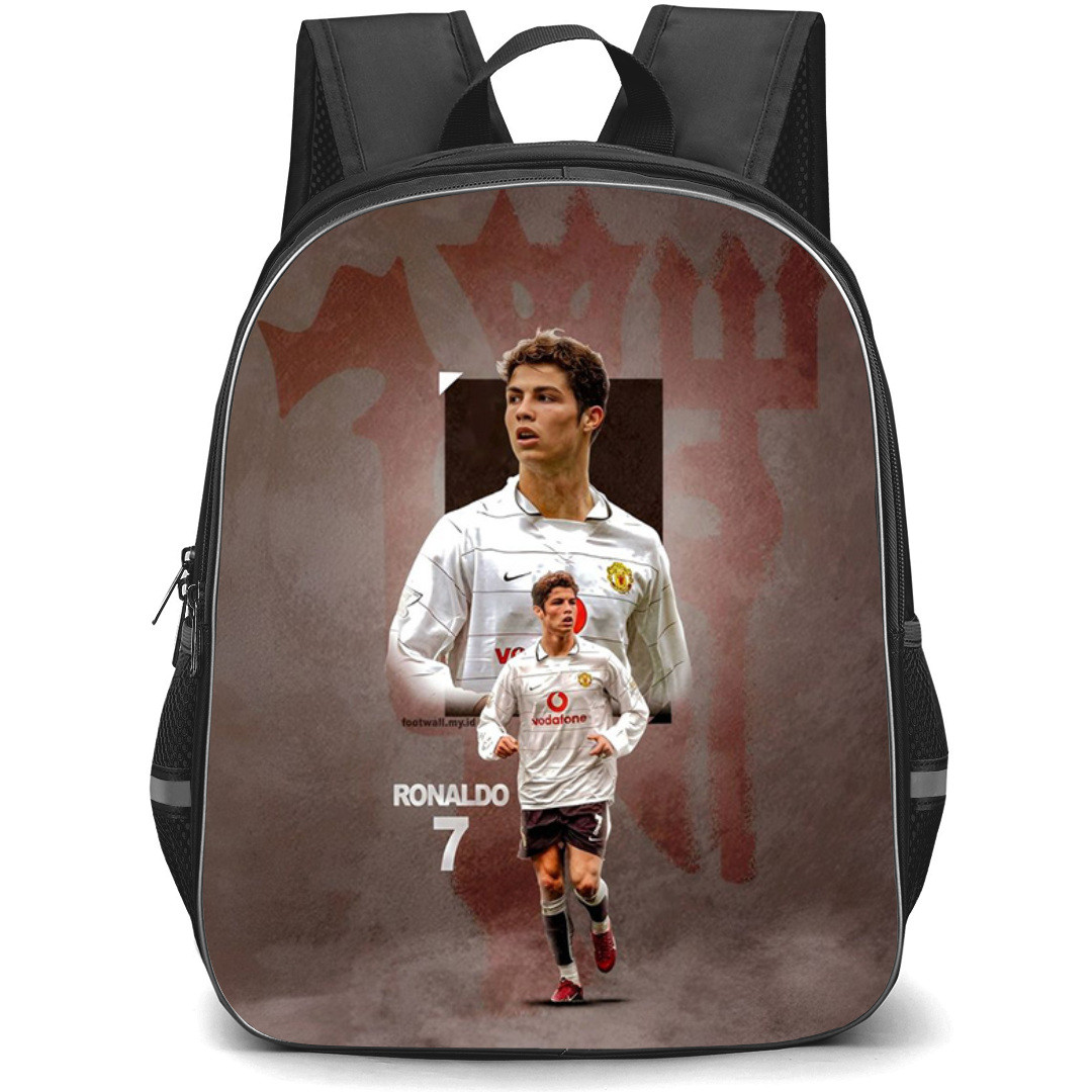 Cristiano Ronaldo Backpack StudentPack - Cristiano Ronaldo CR7 Young Age Picture On Retro Background