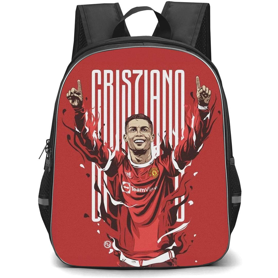 Cristiano Ronaldo Backpack StudentPack - Cristiano Ronaldo Manchester United GOAT Illustration Art