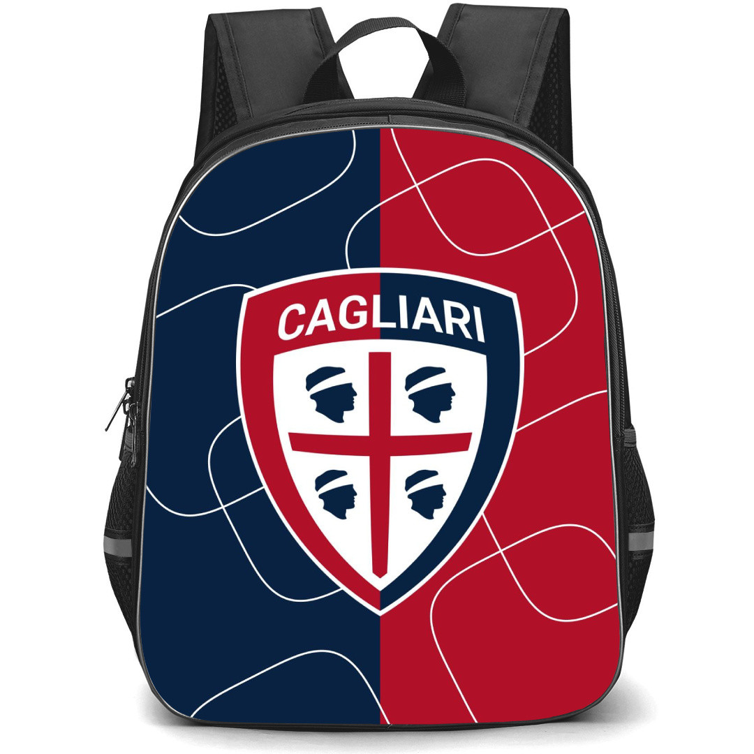 Cagliari Calcio Backpack School Bag StudentPack - logo In Red And Blue Abstract Background