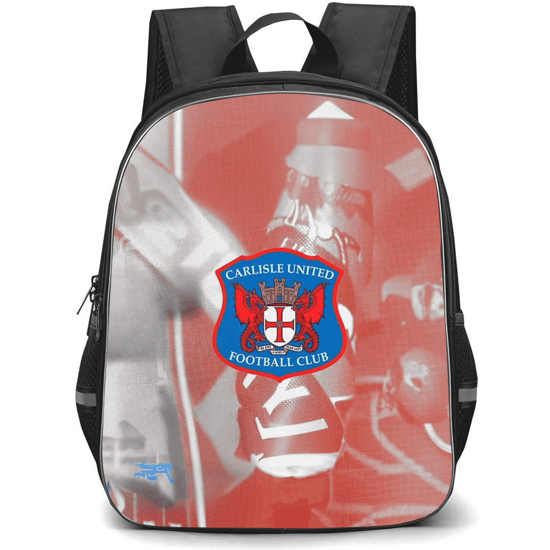 Carlisle City Football Club Backpack School Bag StudentPack - Carlisle City Football Club Logo with Fade Background Grey Effect