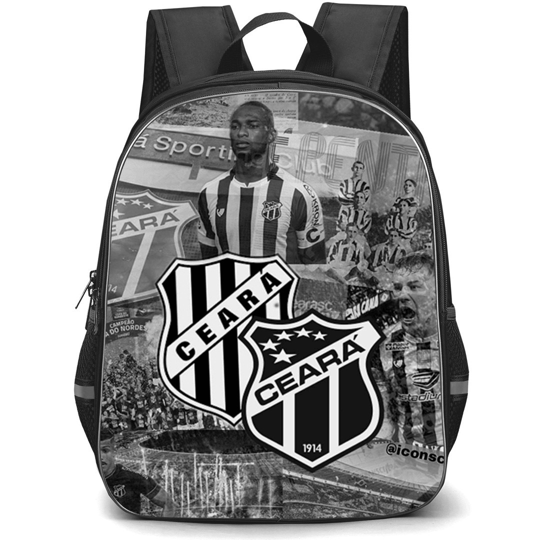 Ceara Sporting Club Backpack School Bag StudentPack - Ceara Sporting Club Stadium with Logo Champion Collage Background Black Effect