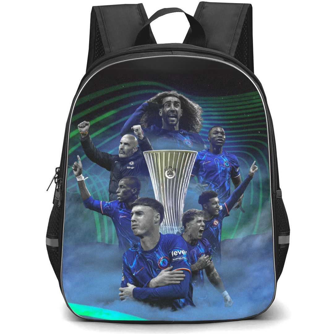 Chelsea FC Backpack StudentPack - Chelsea FC Team Collage Green Neon Light Background