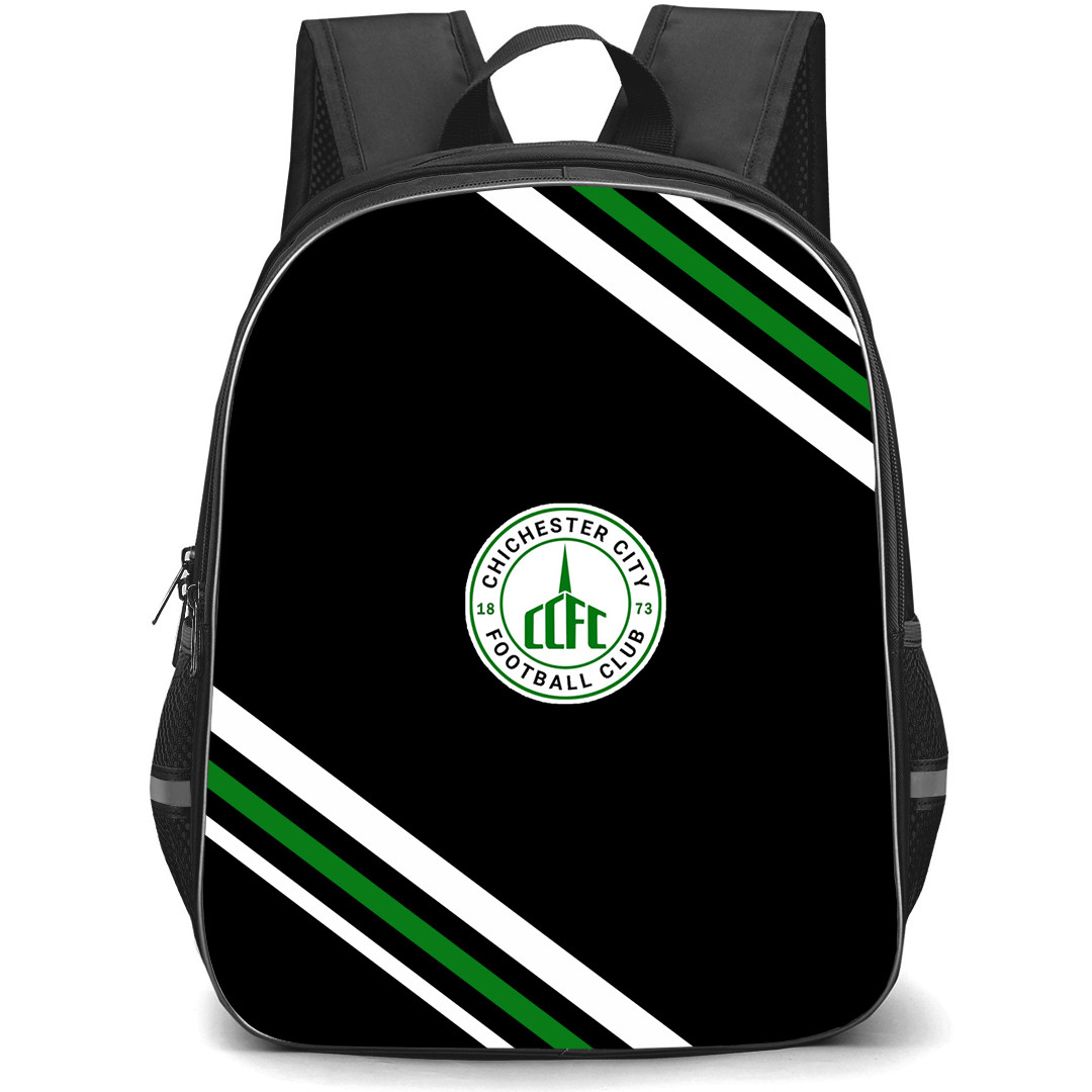 Chichester City Football Club Backpack School Bag StudentPack - Chichester City Football Club Large Logo With Stripe