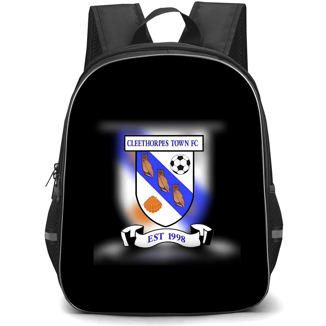 Cleethorpes Town Backpack School Bag StudentPack - Logo Overlay In Black Background Football Club