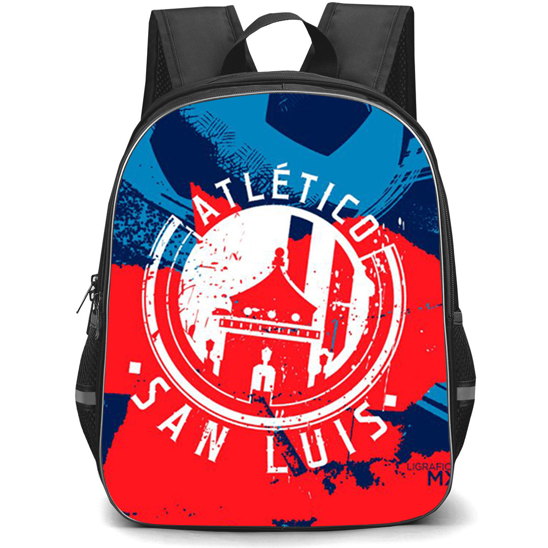 Club Atletico de San Luis Backpack School Bag StudentPack - Club Atletico de San Luis White Logo with Brush Effect Background