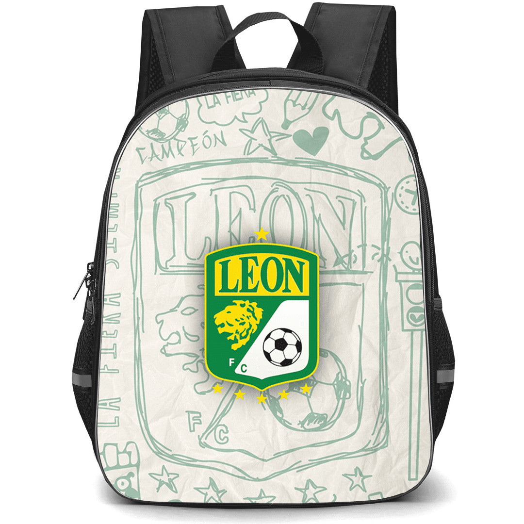Club Leon Backpack School Bag StudentPack - Club Leon Logo with Sketch Background Effect