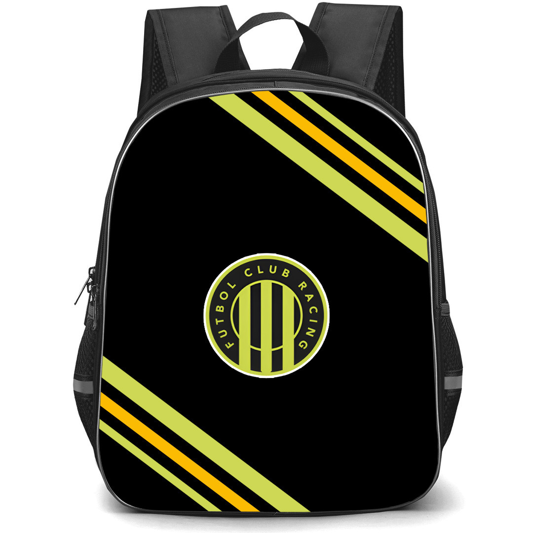 Futbol Club Racing Backpack School Bag StudentPack - Futbol Club Racing Large Logo With Stripe