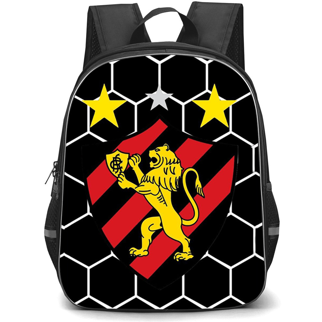 Sport Club do Recife Backpack School Bag StudentPack - Sport Club do Recife Logo with Hexagon Pattern Background