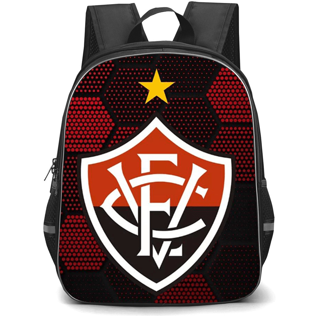 Esporte Clube Vitoria Backpack School Bag StudentPack - Esporte Clube Vitoria Logo with Hexagon Pattern Effect